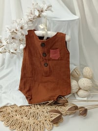 Image 1 of Photo prop | Baby Boy Bodysuit for Photoshoot | Kian | 12-18 months |rusty