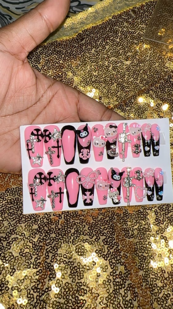 Image of 20 piece Long ballerina Hello kitty press on nails 1