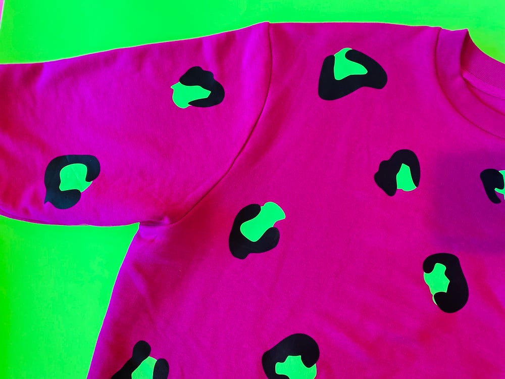 Image of Neon Leopard hot pink sweater dress 
