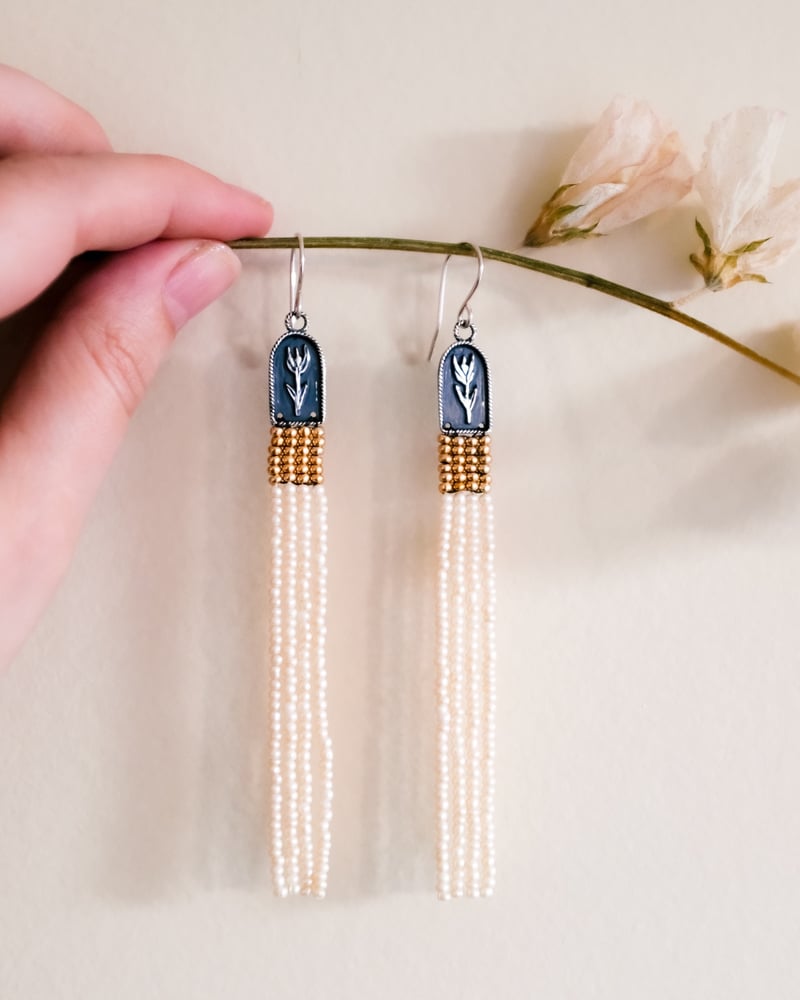 Image of Reliquary I - Tulip Fringe Earrings