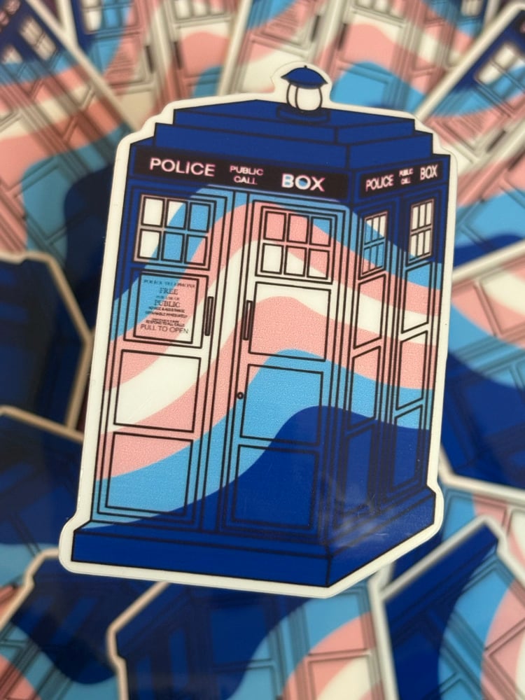 Image of Transgender Pride Tardis Sticker