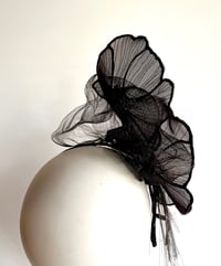 Image 3 of Black organza flower headpiece 