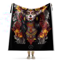 Sherpa Blanket Orange and Red Sugar Skull