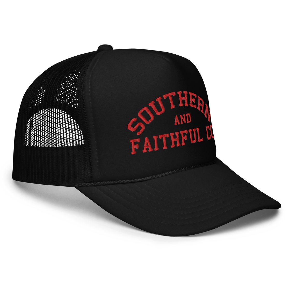 Image of Southern and Faithful Trucker- Black and Red