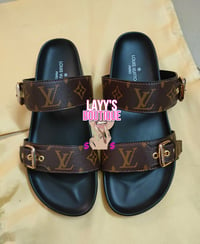 Brown LV Double Strap Sandals 