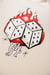 Image of DICE FLAME T SHIRT ( CRÈME / RED ) 