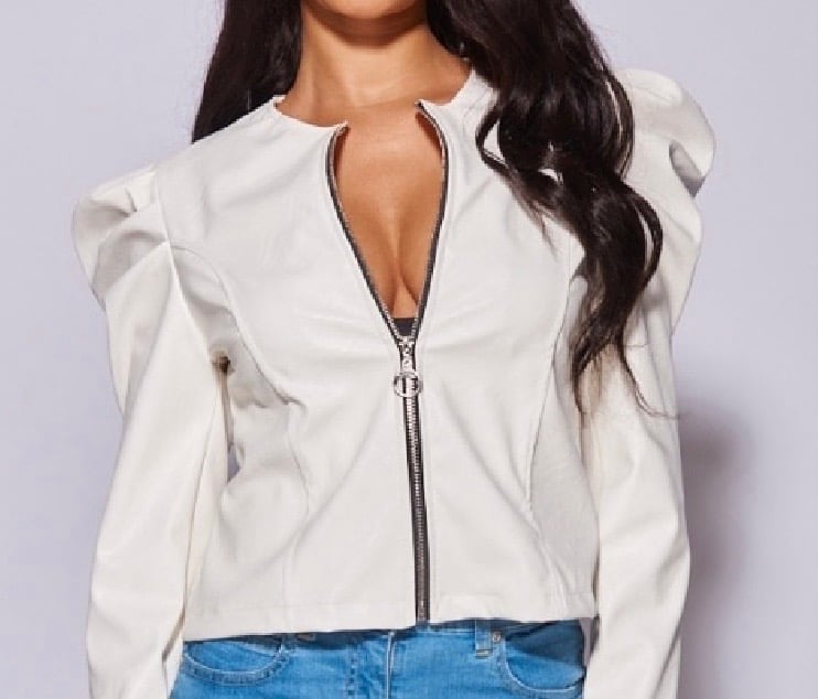 Image of Off white Puff sleeve jacket 