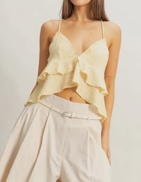 Image 3 of V-Neck Ruffled Cami Top Black 