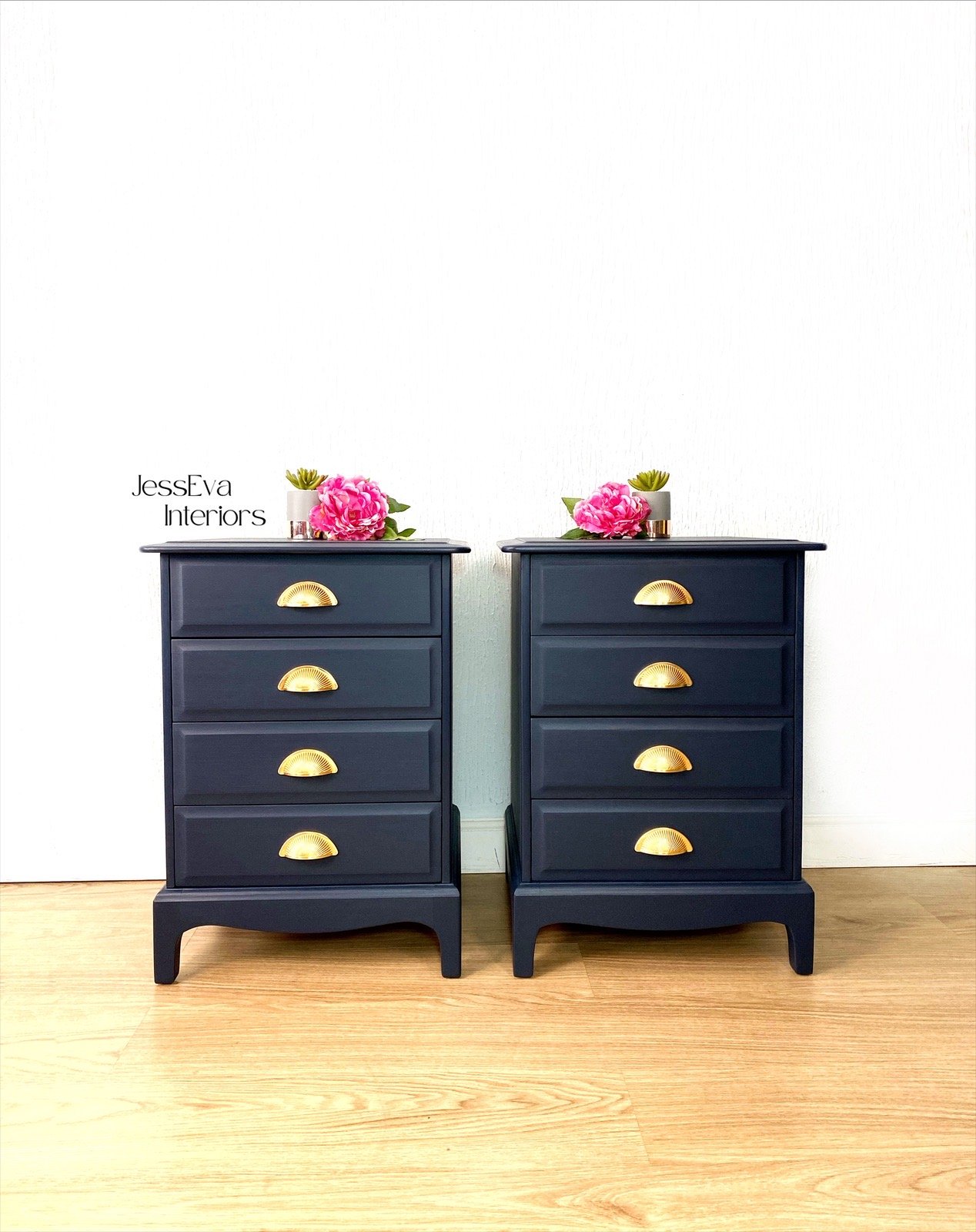 Navy blue deals nightstand with drawers