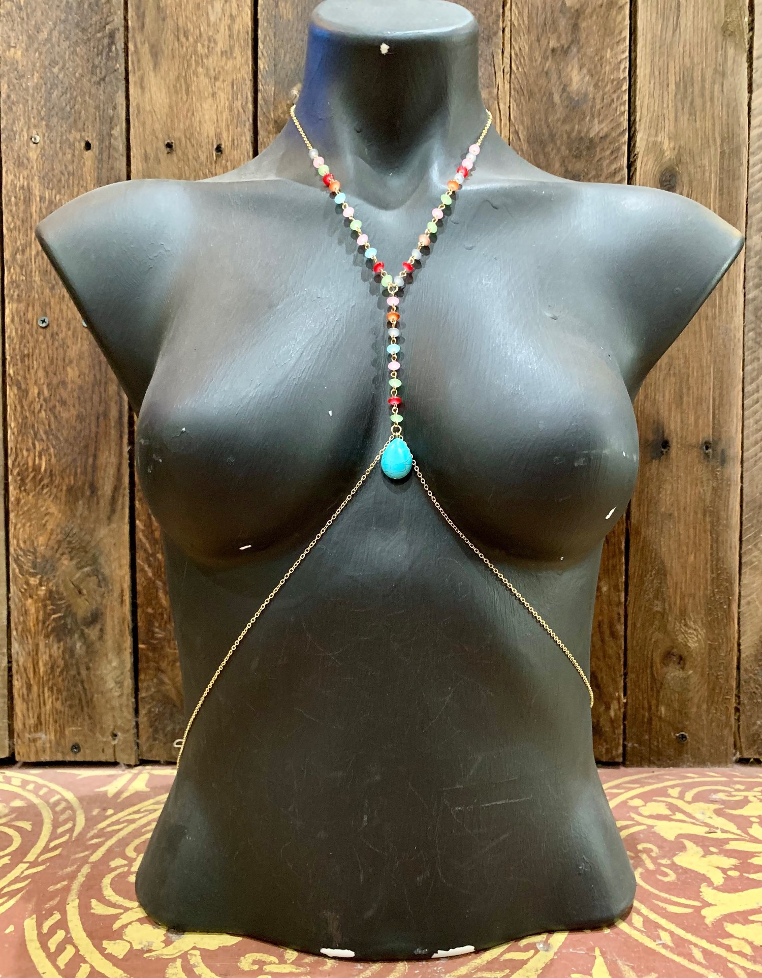 Image of Beach Glass & Turquoise Body Chain 