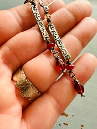 Image 6 of garnet and ruby sterling silver bar earrings