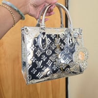 Image 1 of Medium Silver Matallic Tote 