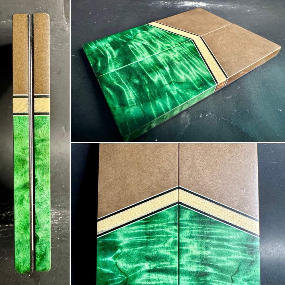 Image of Richlite Micarta & Curly Cottonwood Segmented Knife Scales