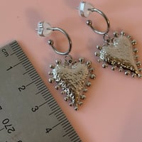 Image 3 of Dotty Heart Half Hoops - Stainless
