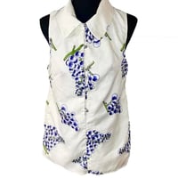 Image 1 of Vintage 1960s-70s Button Front  Sleeveless Grape Print Top - L