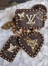 Image 2 of Brown Classic Kiss Lock Set with matching 3 stack bracelets 