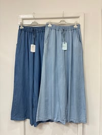 Image 2 of Elasticated Waist, Drawstring Detailed, 100% Tencel, Wide Leg Denim Trouser