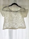Size 10 Cream Vintage Lace Cropped T Top with Free Postage 