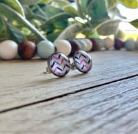 Image 2 of Shades of Pink Chevron Cabochon Studs 