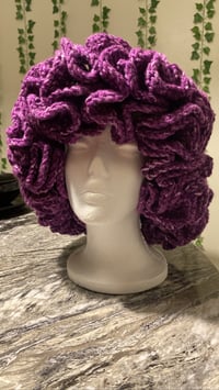 Crochet Ruffle Hat- Purple
