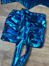 Handmade Alien tie up wet look, foil skirt