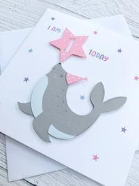 Image 5 of Personalised Kids Sea Lion - Special Age Birthday Card - Custom Milestone Card for Boys and Girls