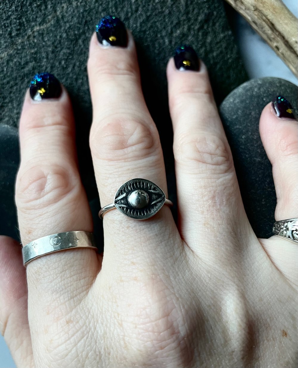Handmade Sterling Silver Evil Eye Ring 