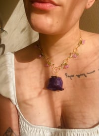 Image 1 of 💜Purple Bellflower Necklace💜Golden