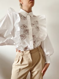 Image 1 of Blouse with Ruffles  - Roses 