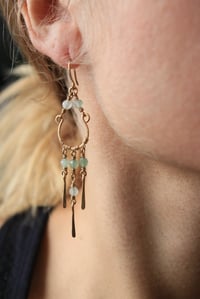 Image 5 of Mini Brass + Crystal Chandelier Earrings