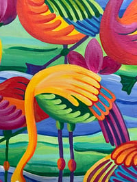 Image 2 of Fantasy Flamingos Print 