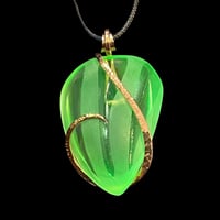 Image 1 of Copper Wrap Depression Glass Necklace (#07)