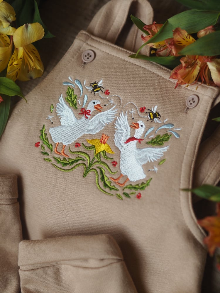 Image of Symmetry in Spring - Taupe Dungarees