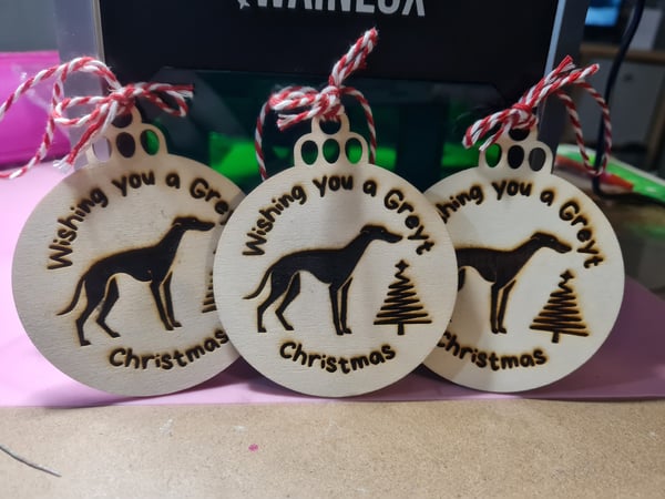 Image of Greyt Christmas wooden bauble