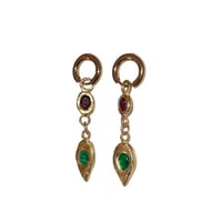 Image 1 of garnet + green cubic zirconia earrings