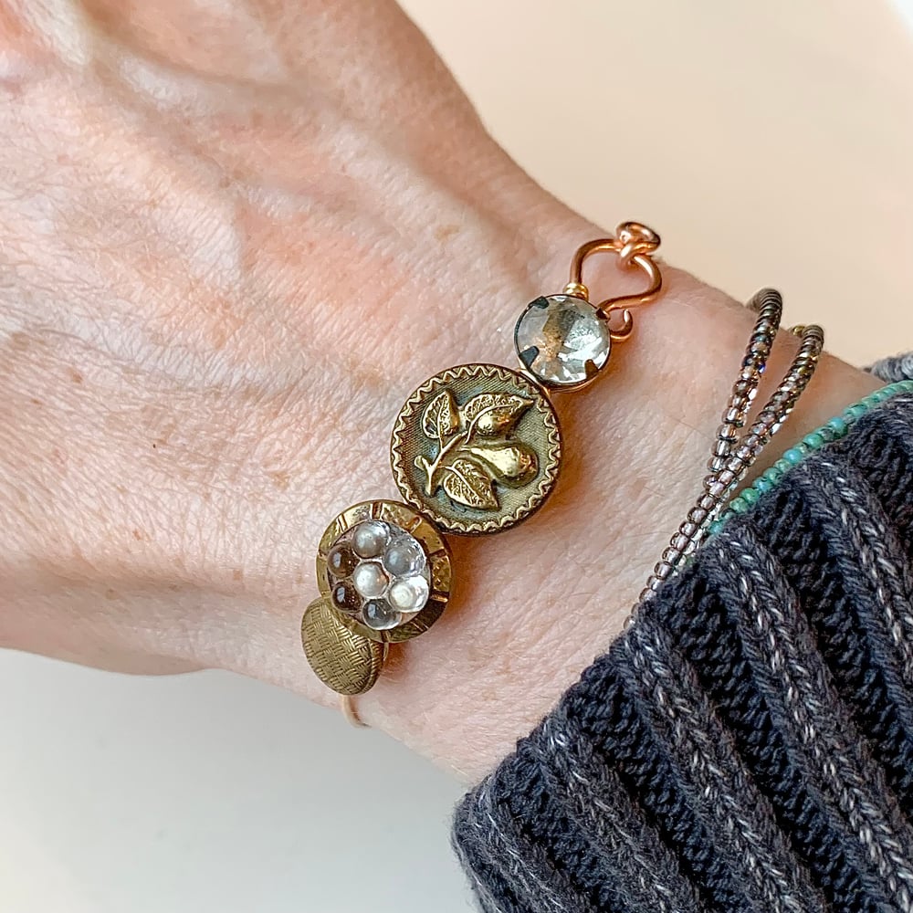 Image of "Anjou" Bronze Button Bracelet