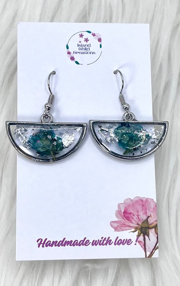 Image of SILVER BLUE ROSE DANGLES