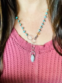 Image 3 of gorgeous turquoise nugget necklace with opal pendant