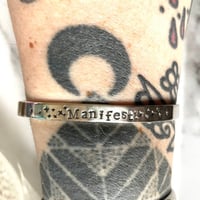 Image 2 of Handmade Sterling Silver Manifest Cuff Bracelet 925