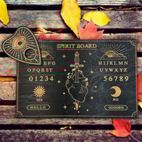 Image 2 of Ouija Spirit Board Wood Message Boards Decision Maker Planchette with Numbers Pendulum Board for Wit