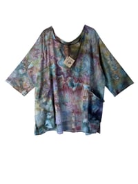Image 2 of 3XL Cotton Woven Forager Top in Earthy Watercolor Ice Dye