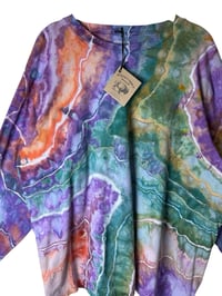 Image 3 of XL Unisex Adult Soft Long Sleeve Tee in Earthy Rainbow Geode Ice Dye