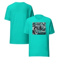 Image 2 of ArtxAdrienne "Artful Chevy Car" Unisex Tee - Teal Hue