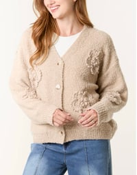 Image 2 of FLOWER SOFT KNITTED V-NECK CARDIGAN