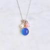 Blue Chalcedony, Pink Opal and Freshwater Pearl Sterling Silver Necklace 