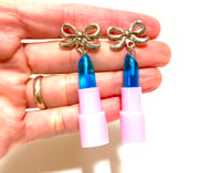 Image 5 of Razzleberry Blue Lipstick Statement earrings