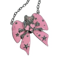 Image 2 of skull bow necklace *pink*