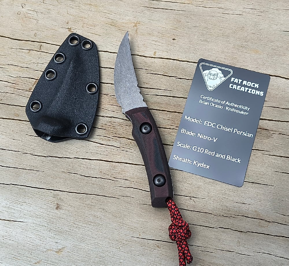 Image of Custom Fixed Blade EDC Tactical Trailing Point Chisel Nitro-V Knife