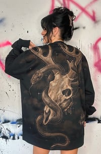 Image 1 of “WILD WILD WEST” CUSTOM BLEACH PAINTED PULLOVER SWEATSHIRT XL