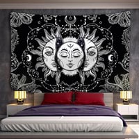 Sun and Moon Black and White Tapestry